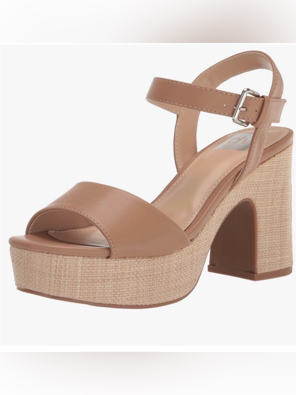 DV Dolce Vita Womens Tan Platform Block Heel Sandal with Ankle Strap